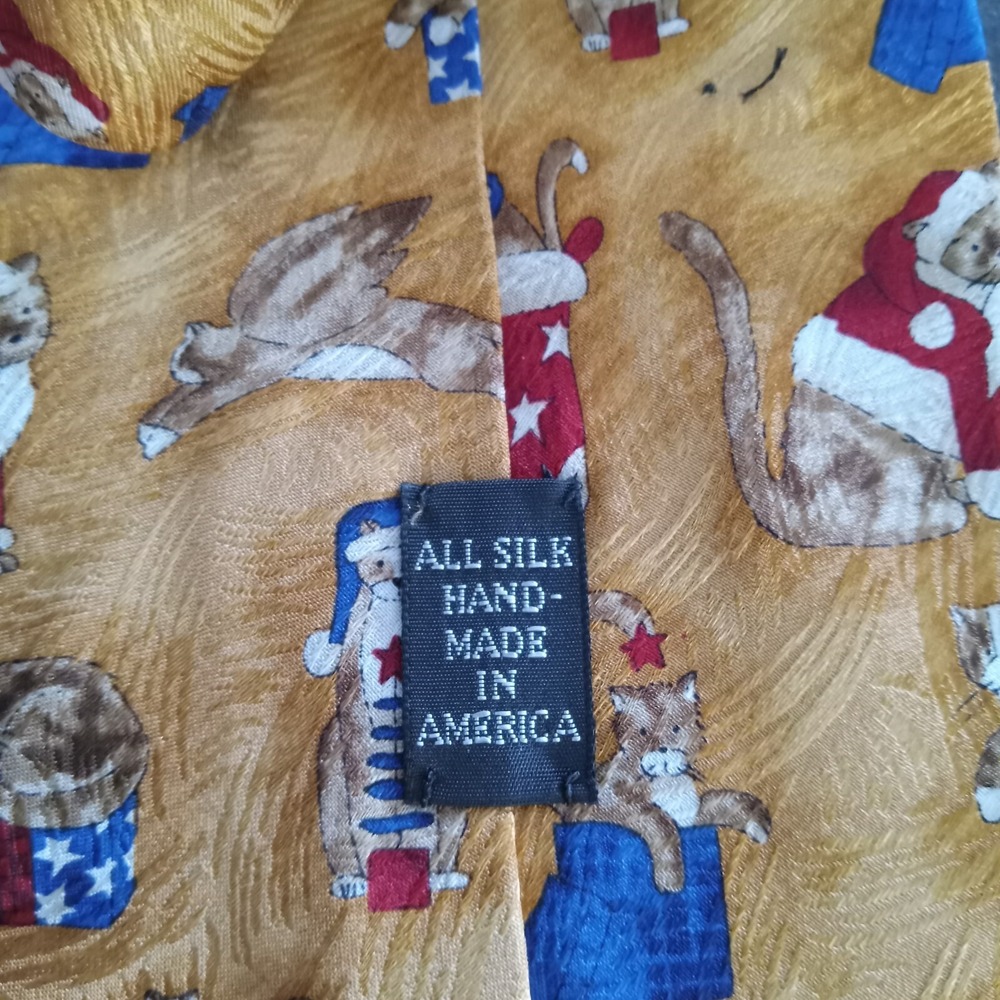J.Z. Richards Handmade All Silk Christmas Kittens Necktie‎ Lot 0f 3 - Picture 7 of 8